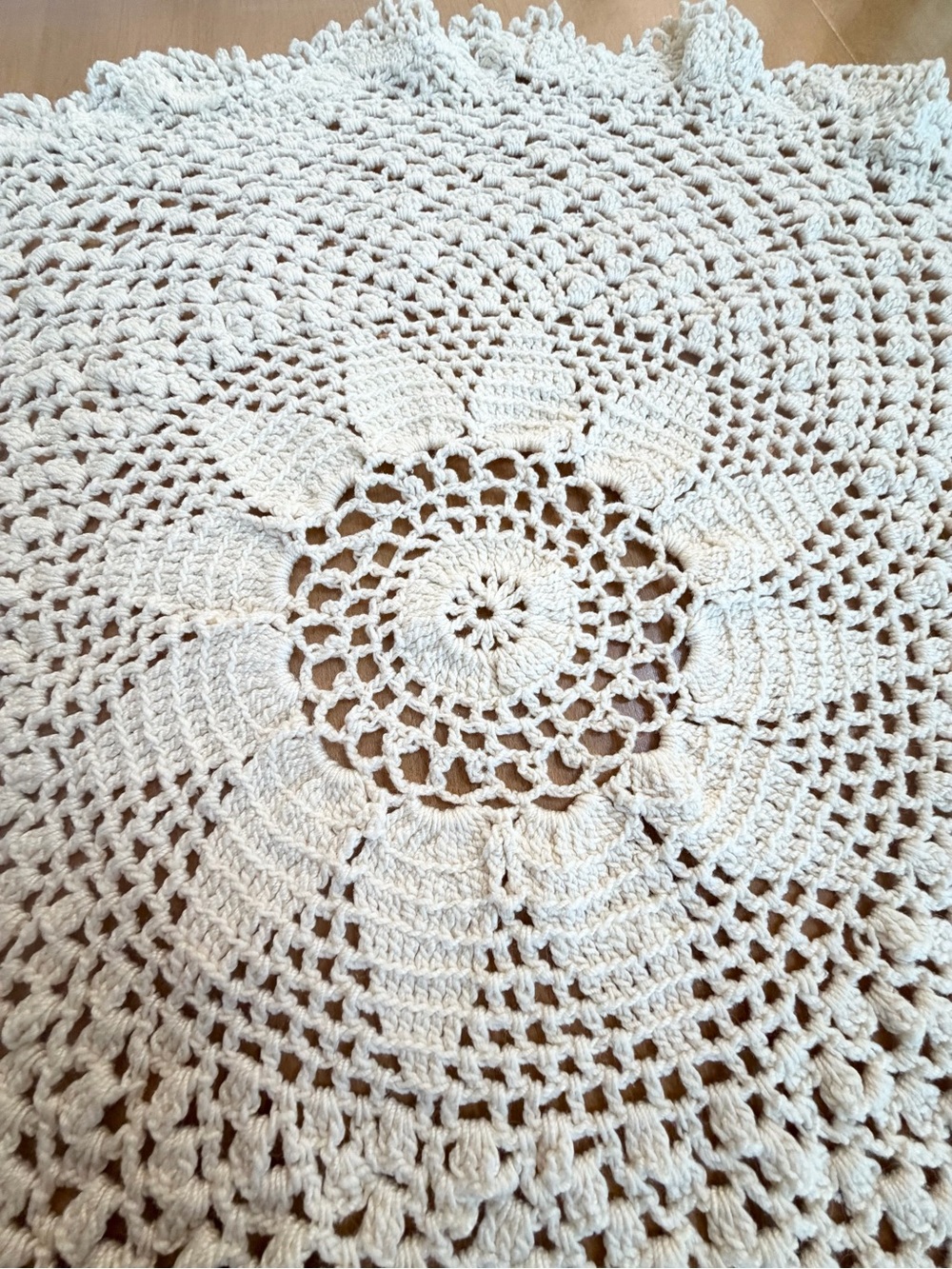 Vintage Hand-Crocheted Ivory Doily 17.5” Round Cottage Table Décor - Picture 3 of 6